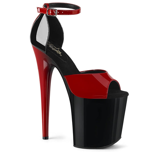 Pleaser Sandalias para mujer FLAMINGO-889 RED-BLK PAT / BLK-ROJO