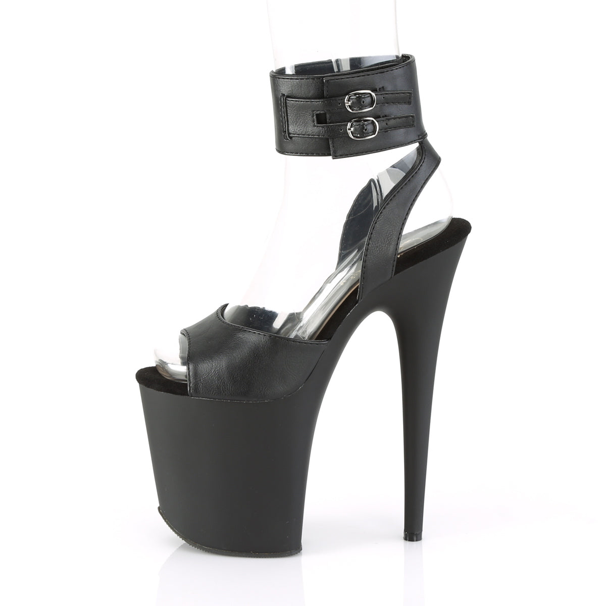 Pleaser Sandalias para mujer FLAMINGO-891 Blk Faux Cuero / Blk Mate