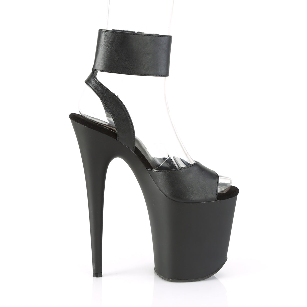 Pleaser Sandalias para mujer FLAMINGO-891 Blk Faux Cuero / Blk Mate