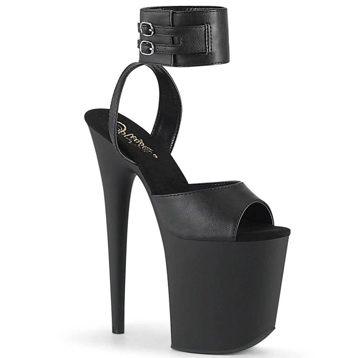 Pleaser Sandalias para mujer FLAMINGO-891 Blk Faux Cuero / Blk Mate