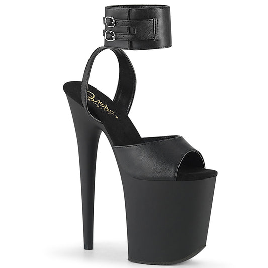 Pleaser Sandalias para mujer FLAMINGO-891 Blk Faux Cuero / Blk Mate