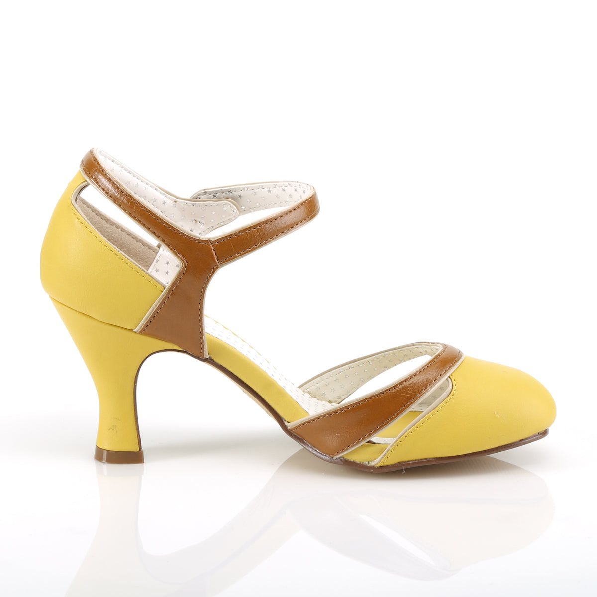 Pin Up Couture Bombas para mujer FLAPPER-27 cuero sintético amarillo-bronceado