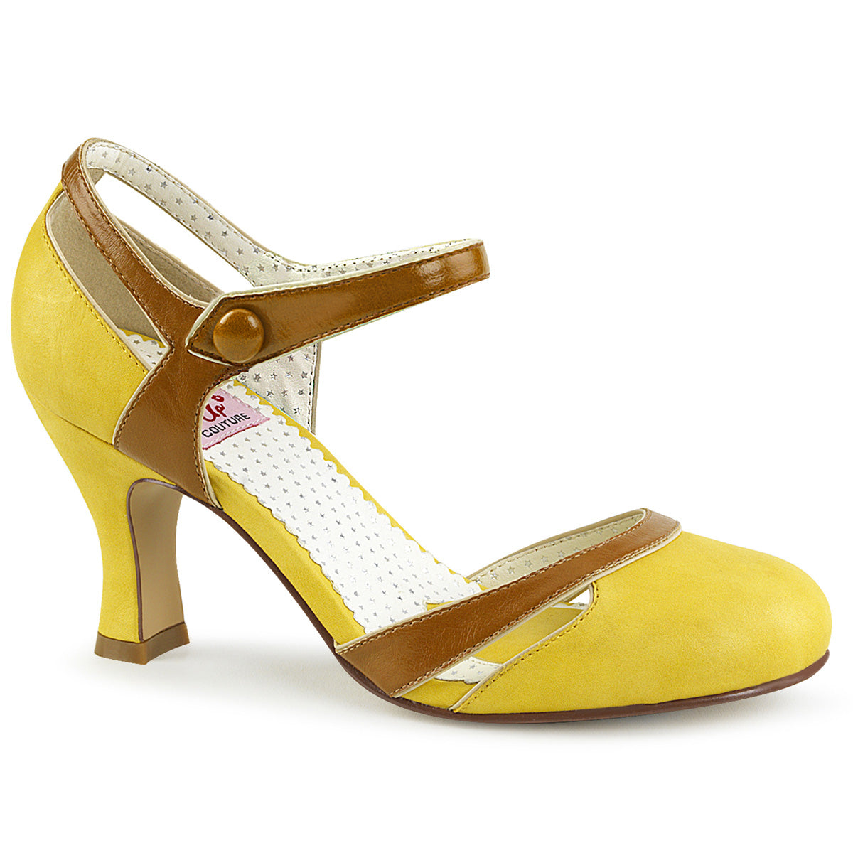 Pin Up Couture Bombas para mujer FLAPPER-27 cuero sintético amarillo-bronceado