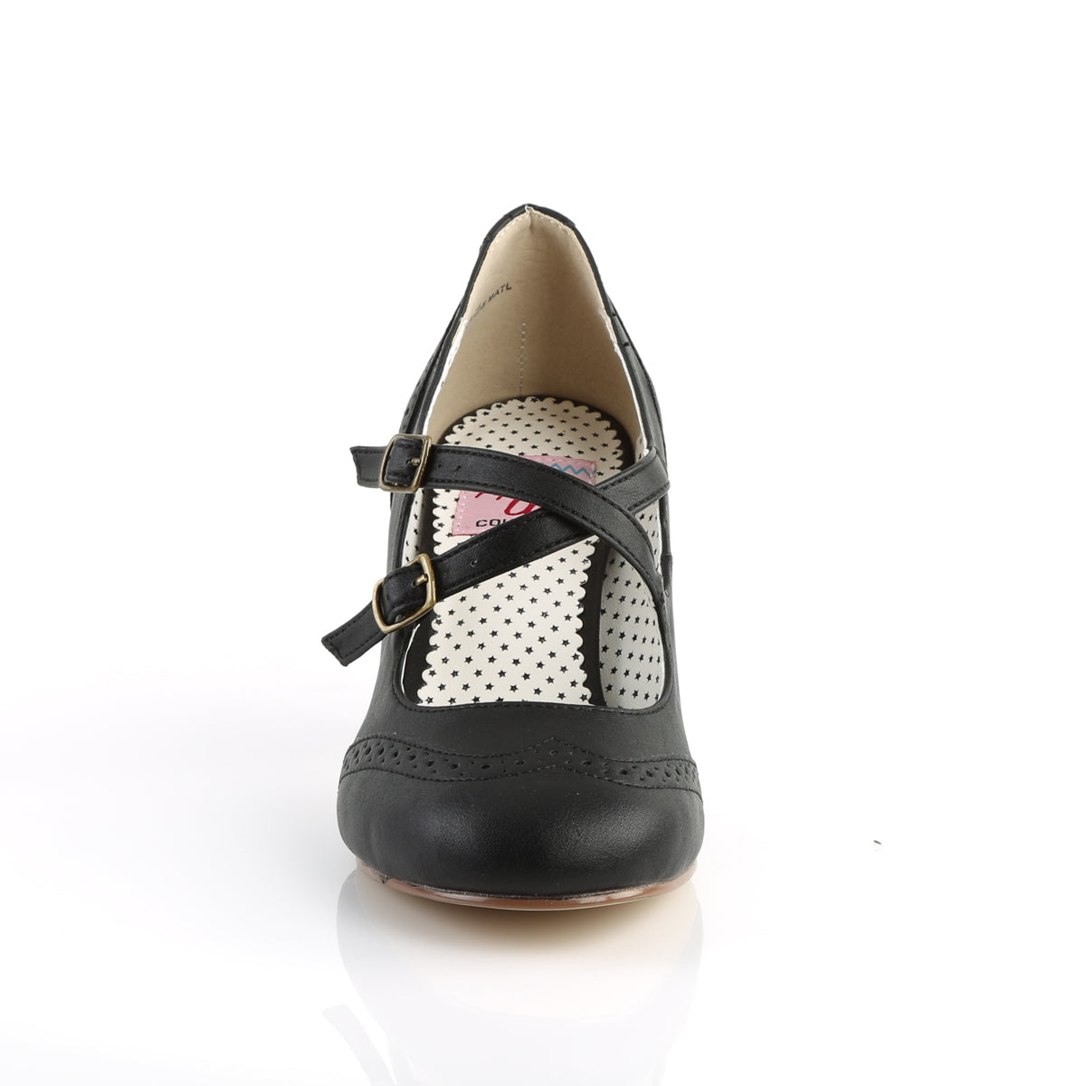 Pin Up Couture Bombas para mujer FLAPPER-35 Blk Faux Cuero