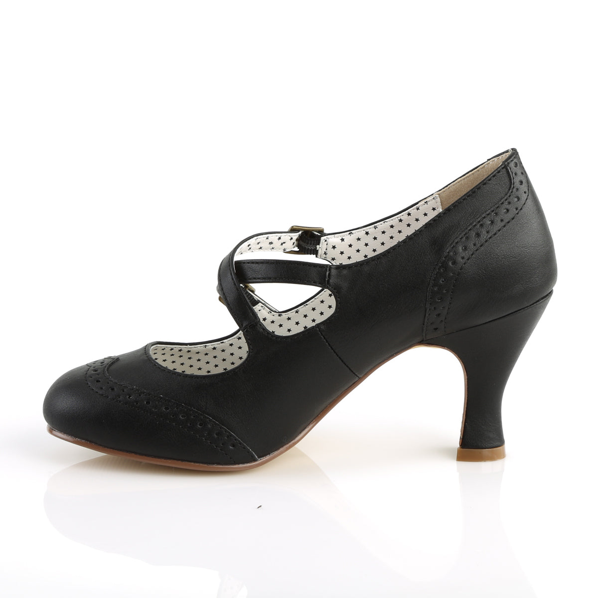 Pin Up Couture Bombas para mujer FLAPPER-35 Blk Faux Cuero