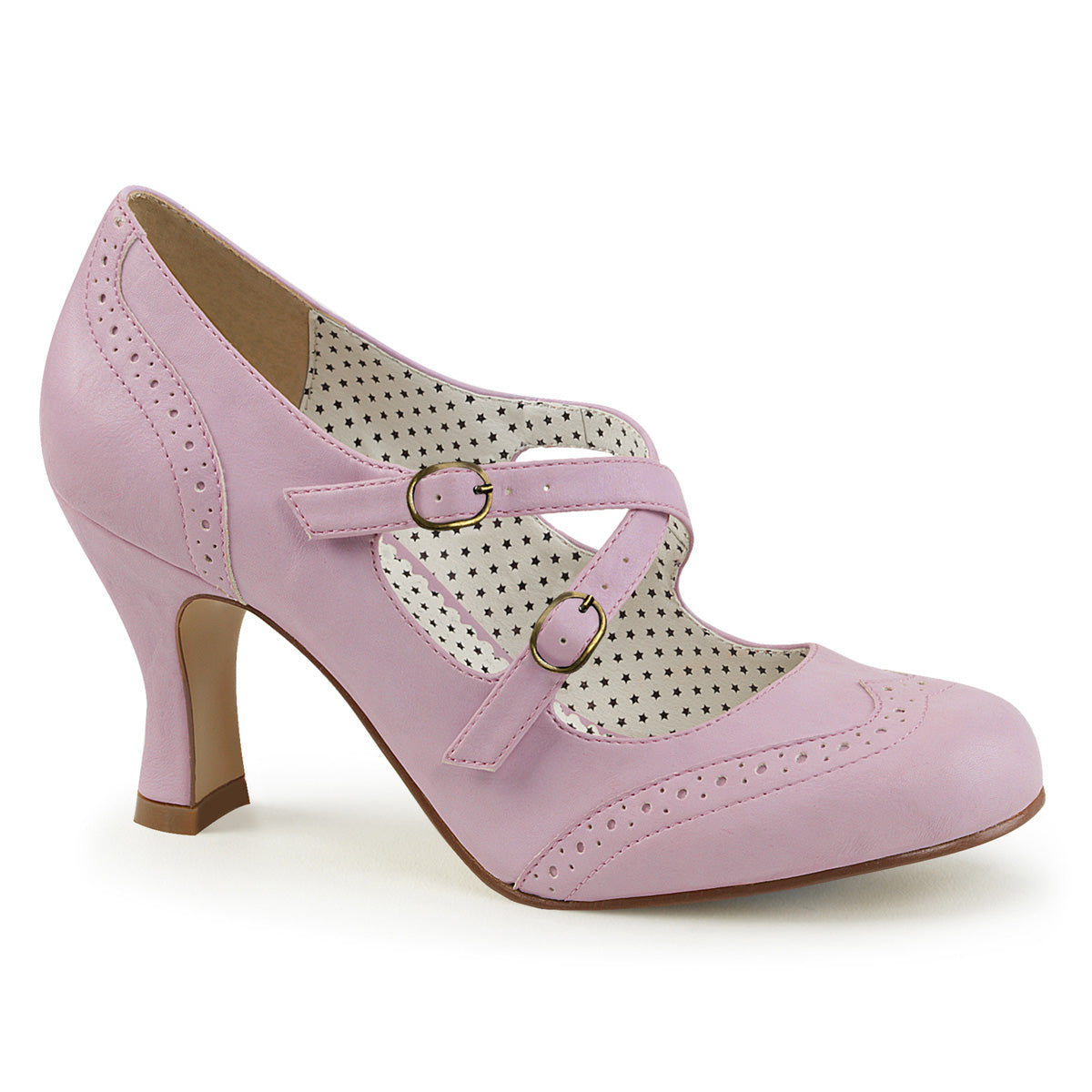 Pin Up Couture Bombas para mujer FLAPPER-35 Lavanda Faux Cuero