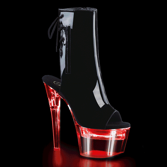Pleaser Botas de tobillo para mujer FLASHDANCE-1018-7 BLK PAT / CLR