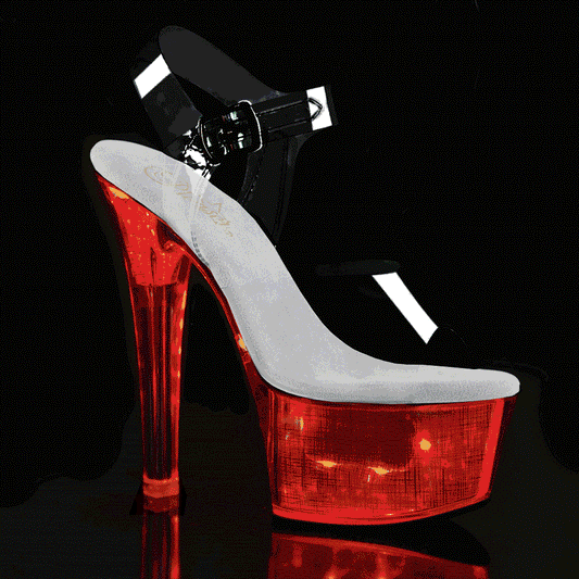 Pleaser Sandalias para mujer FLASHDANCE-608ch CLR / SLV Holograma