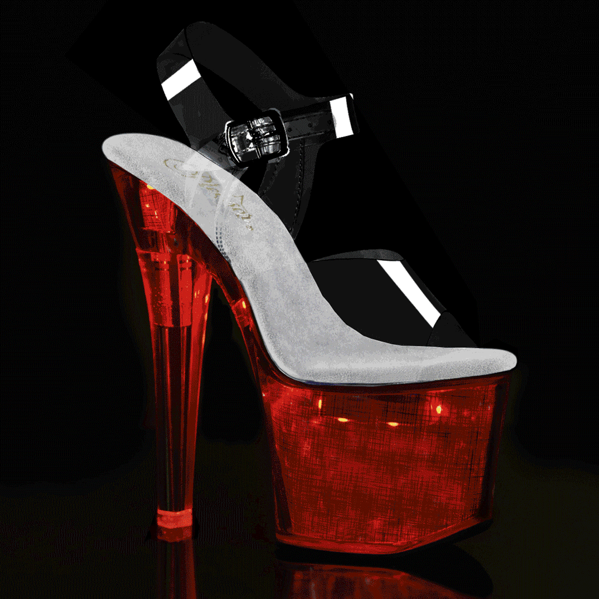 Pleaser Sandalias para mujer FLASHDANCE-708ch CLR / Holograma SLV