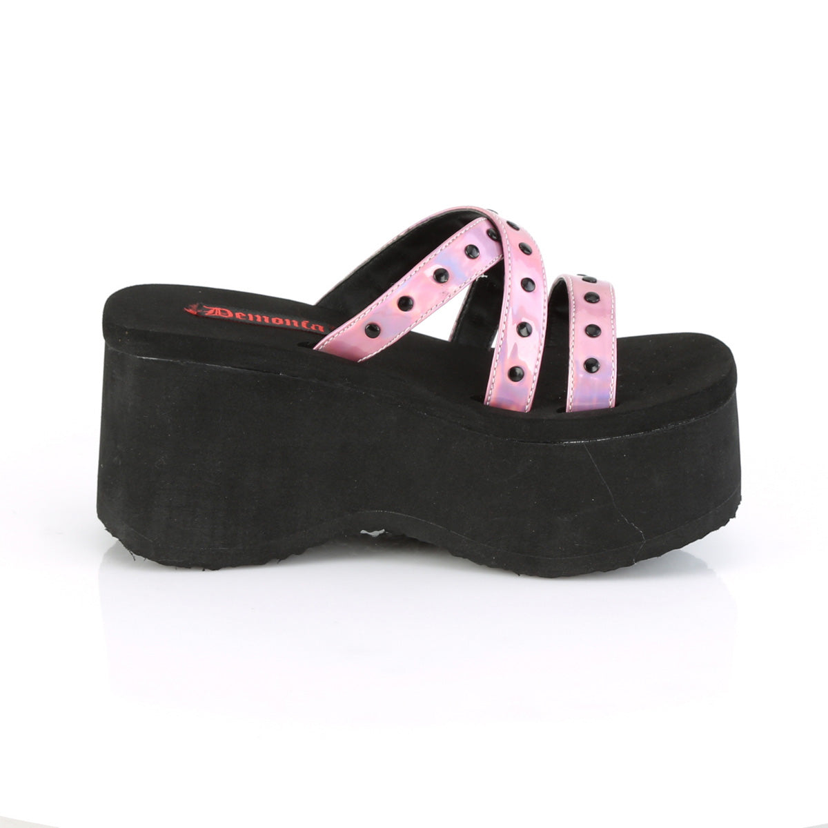 DemoniaCult Sandalias para mujeres FUNN-19 Holograma rosa