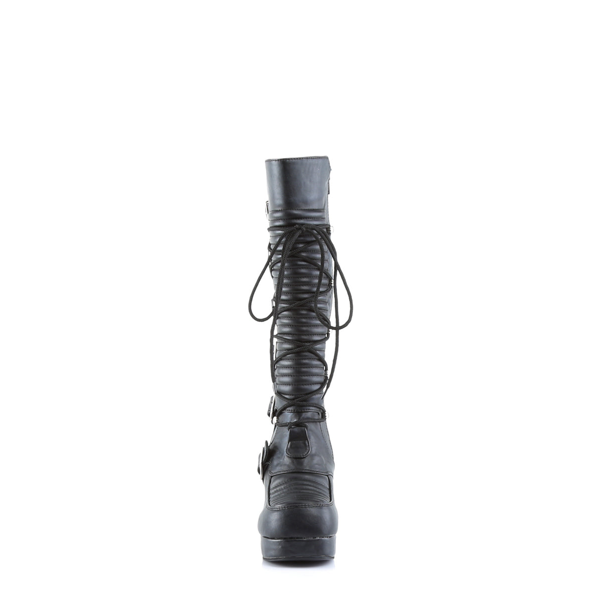 DemoniaCult Botas de mujer GOTHIKA-200 Blk Leather Vegan
