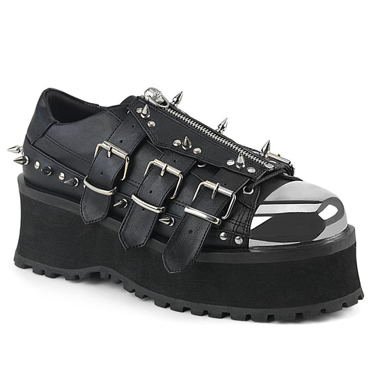 DemoniaCult Botas para hombre GRAVEDIGGER-03 BLK de cuero vegano