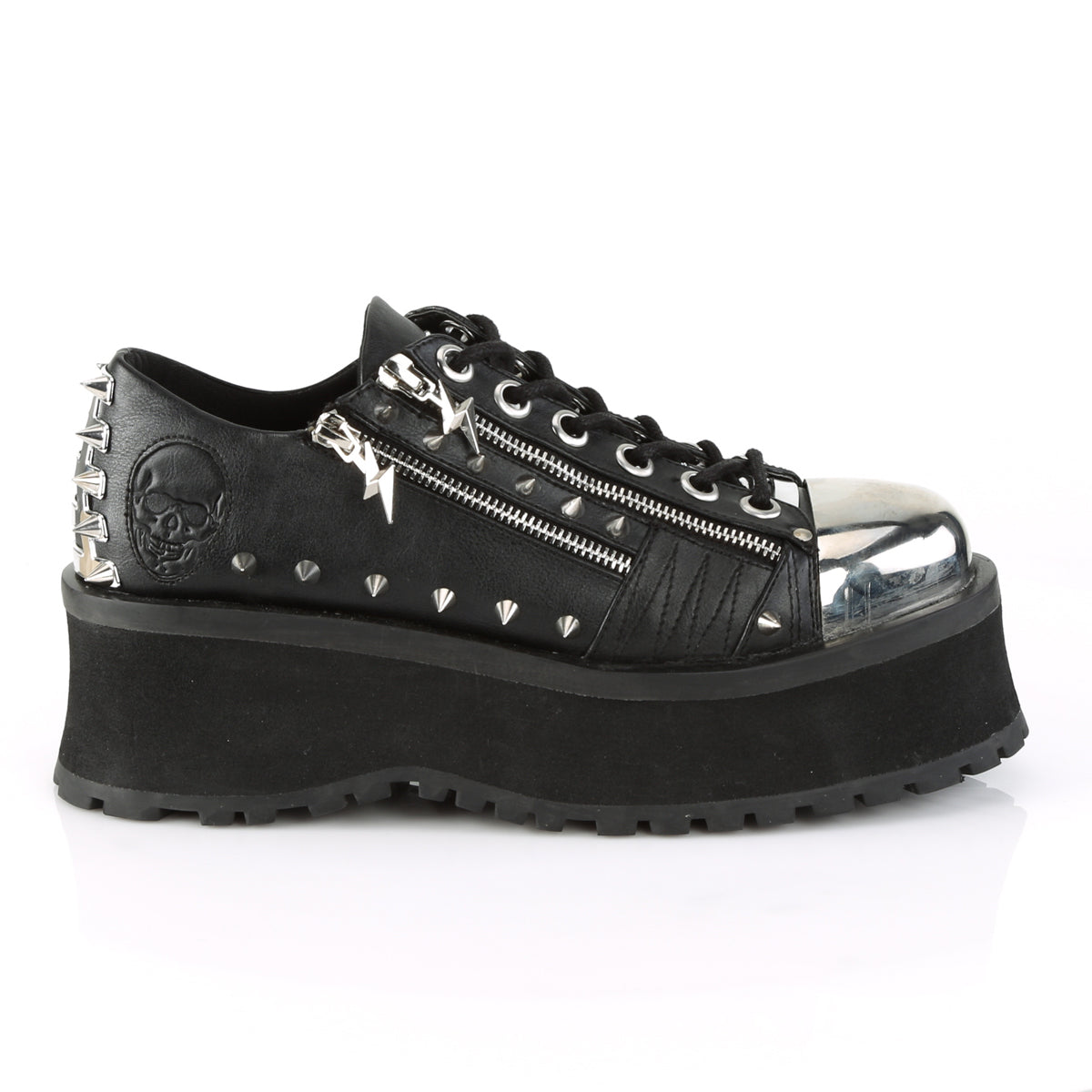 DemoniaCult Botas para hombre GRAVEDIGGER-04 BLK de cuero vegano