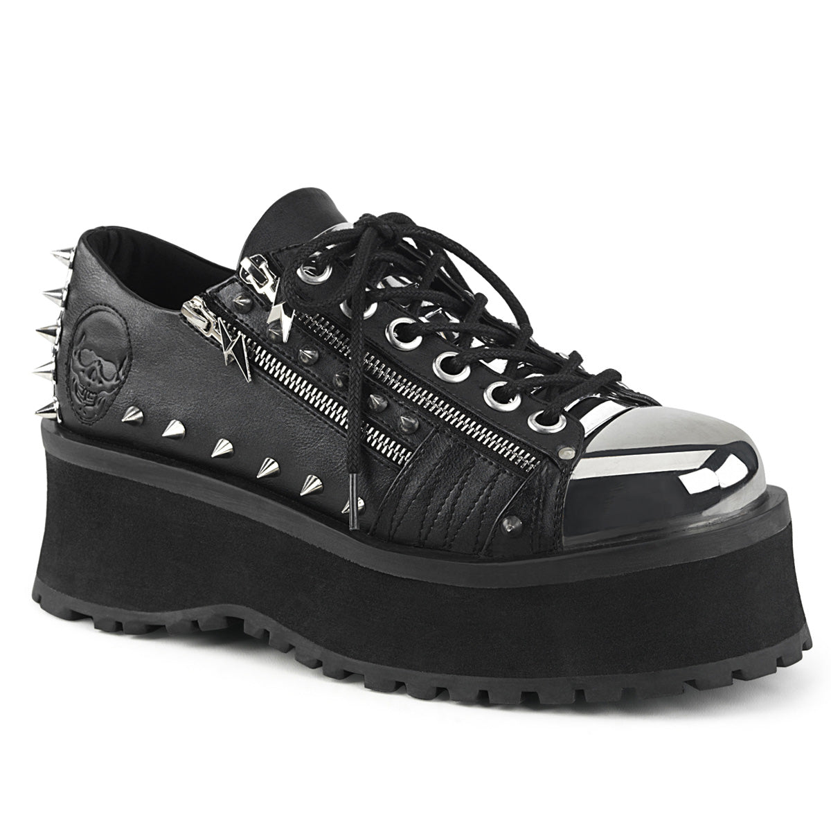 DemoniaCult Botas para hombre GRAVEDIGGER-04 BLK de cuero vegano