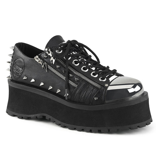 DemoniaCult Botas para hombre GRAVEDIGGER-04 BLK de cuero vegano