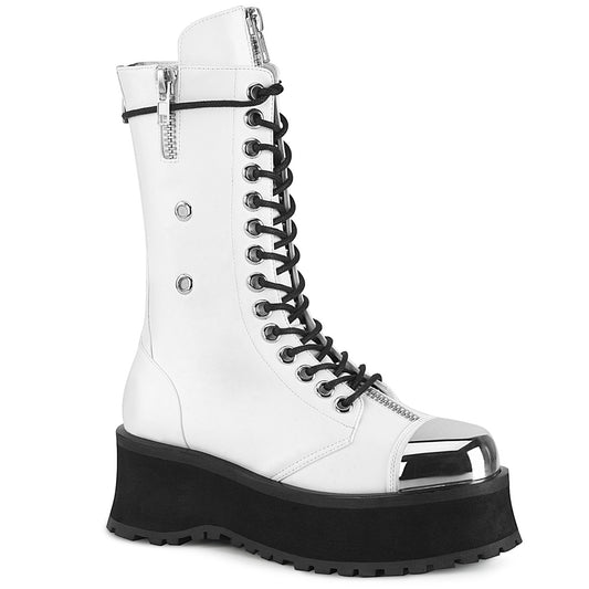 DemoniaCult Botas para hombre GRAVEDIGGER-14 cuero vegano wht