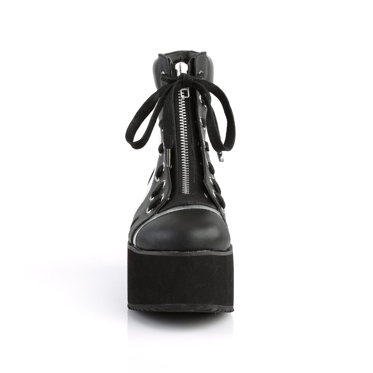 DemoniaCult Botas de tobillo para mujeres GRIP-102 BLK Vegan Leather-CLR Holograma TPU