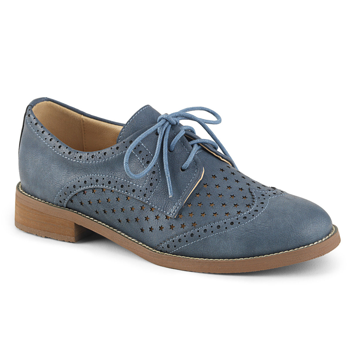 Pin Up Couture Bombas para mujer HEPBURN-26 piedra de piel azul de piel