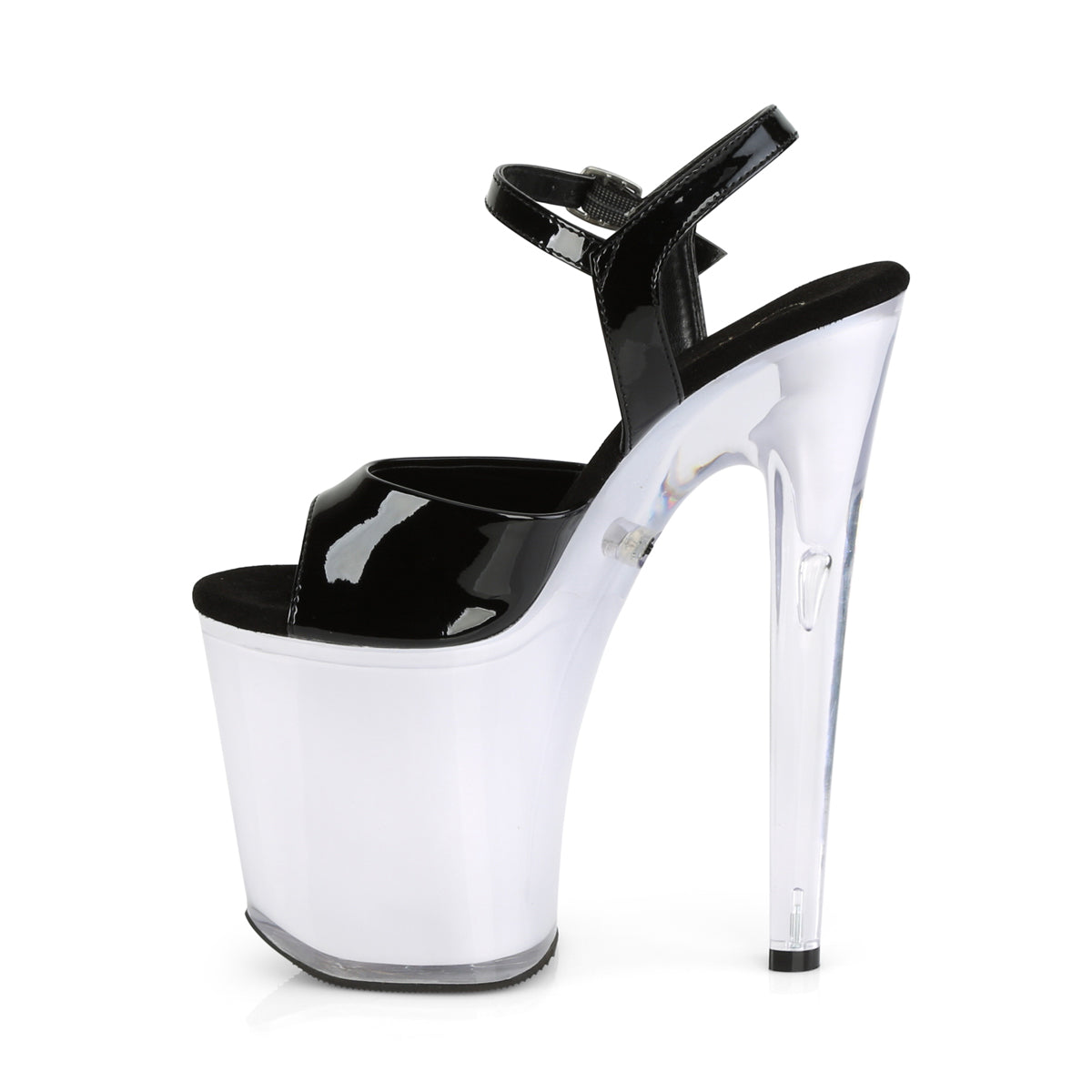 Pleaser Sandalias para mujer ILLUMINATOR-809 BLK PAT / WHITE GLOW
