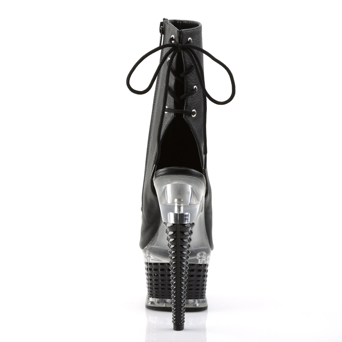 Pleaser Botas de tobillo para mujer ILLUSION-1018 Blk Faux Cuero / Blk Mate