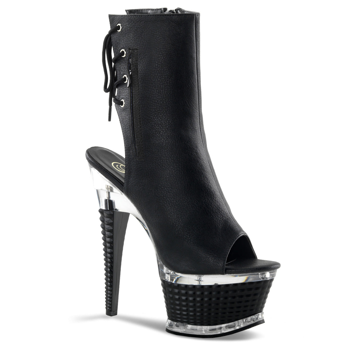 Pleaser Botas de tobillo para mujer ILLUSION-1018 Blk Faux Cuero / Blk Mate