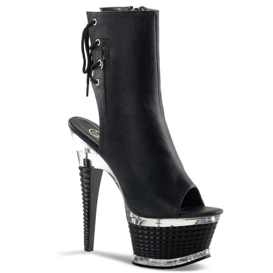 Pleaser Botas de tobillo para mujer ILLUSION-1018 Blk Faux Cuero / Blk Mate