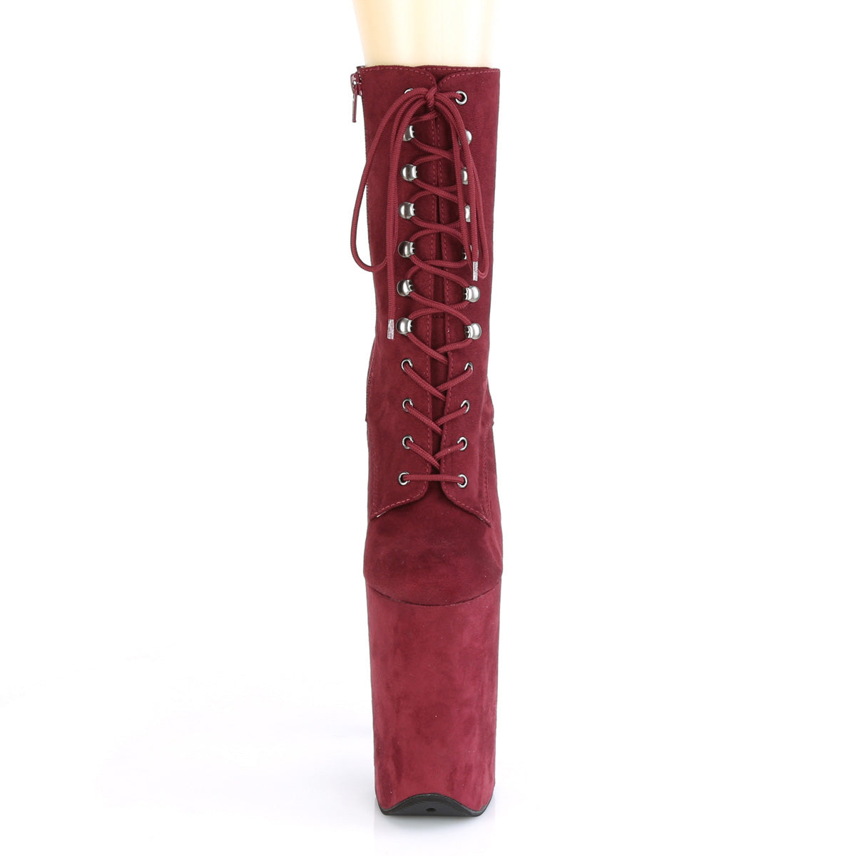 Pleaser Womens Ankle Boots INFINITY-1020FS Burgundy Faux Suede/Burgundy Faux Suede