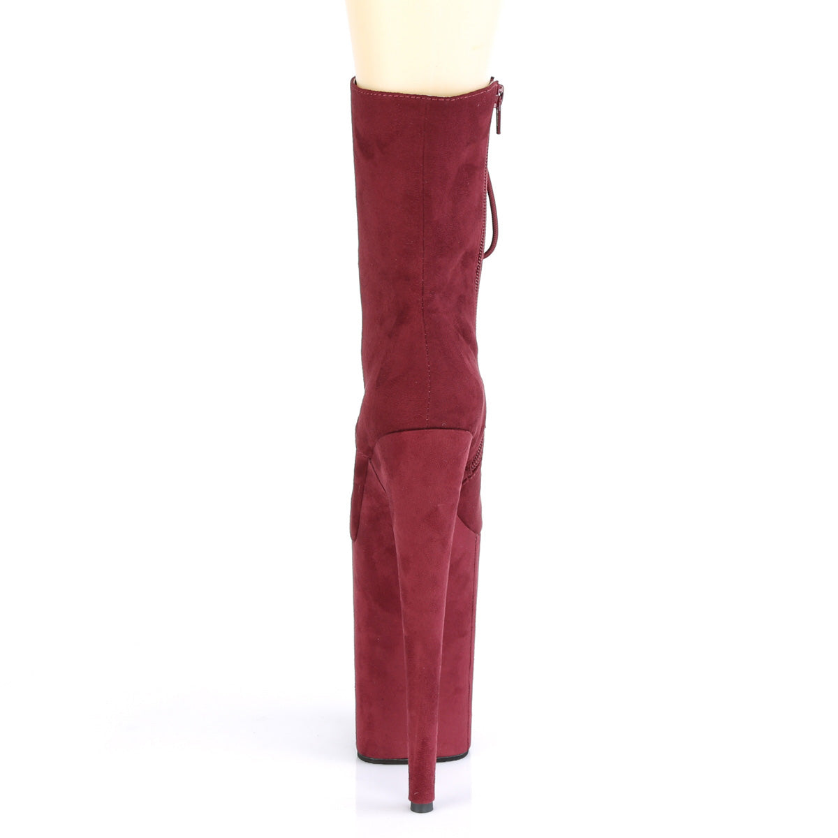 Pleaser Womens Ankle Boots INFINITY-1020FS Burgundy Faux Suede/Burgundy Faux Suede