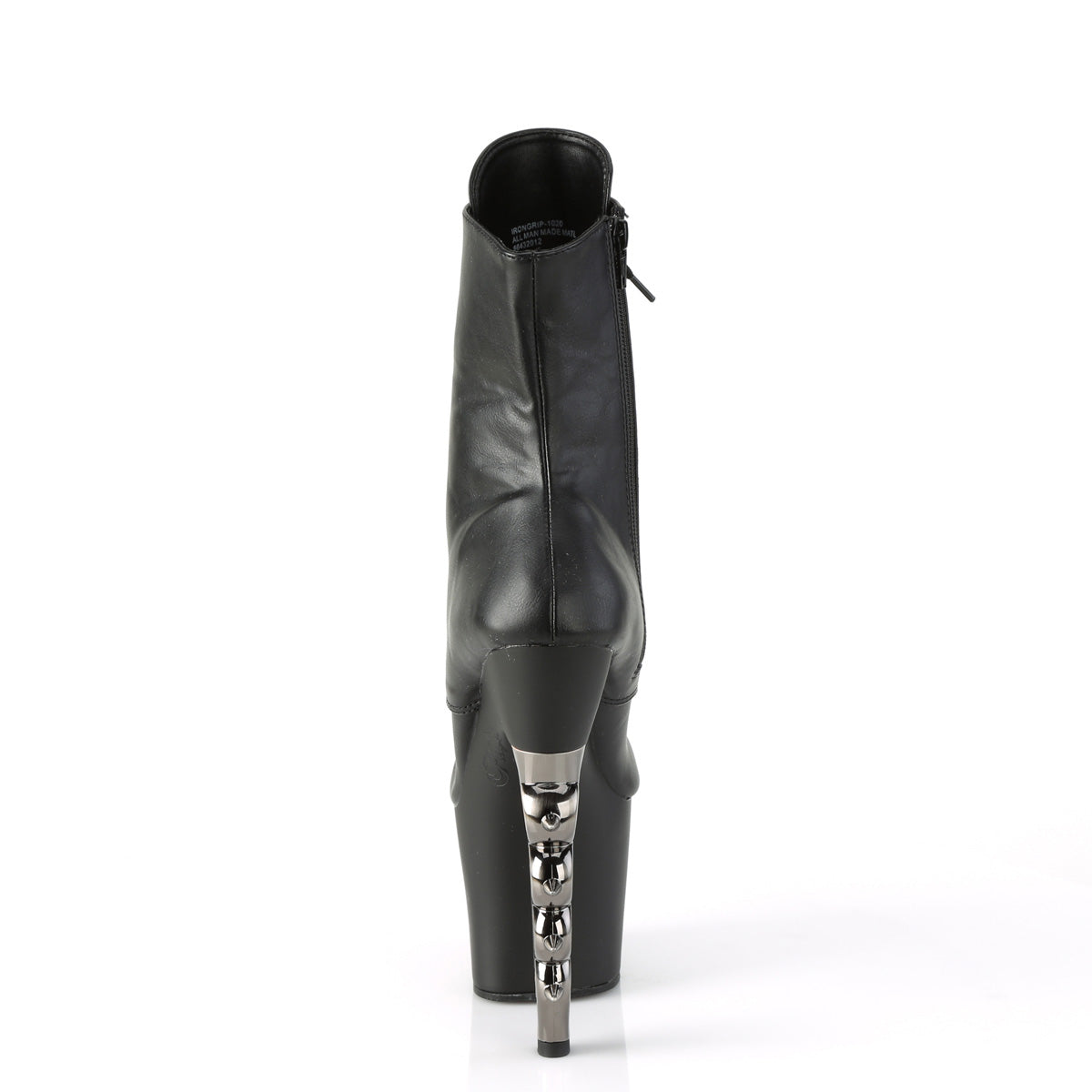 Pleaser Botas de tobillo para mujer IRONGRIP-1020 BLK Faux Cuero / Blk Matte-Slv cepillado