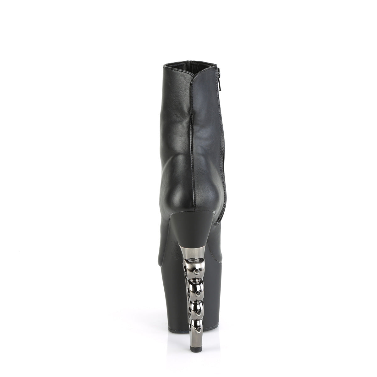 Pleaser Sandalias para mujer IRONGRIP-1042 Blk Faux Cuero / Blk Matte-SLV cepillado