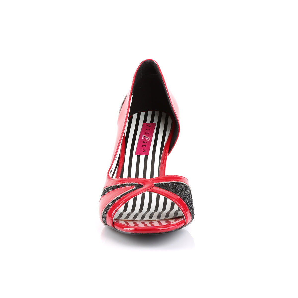Pleaser Pink Label Bombas para mujer JENNA-03 Red Pat-Blk Brillo