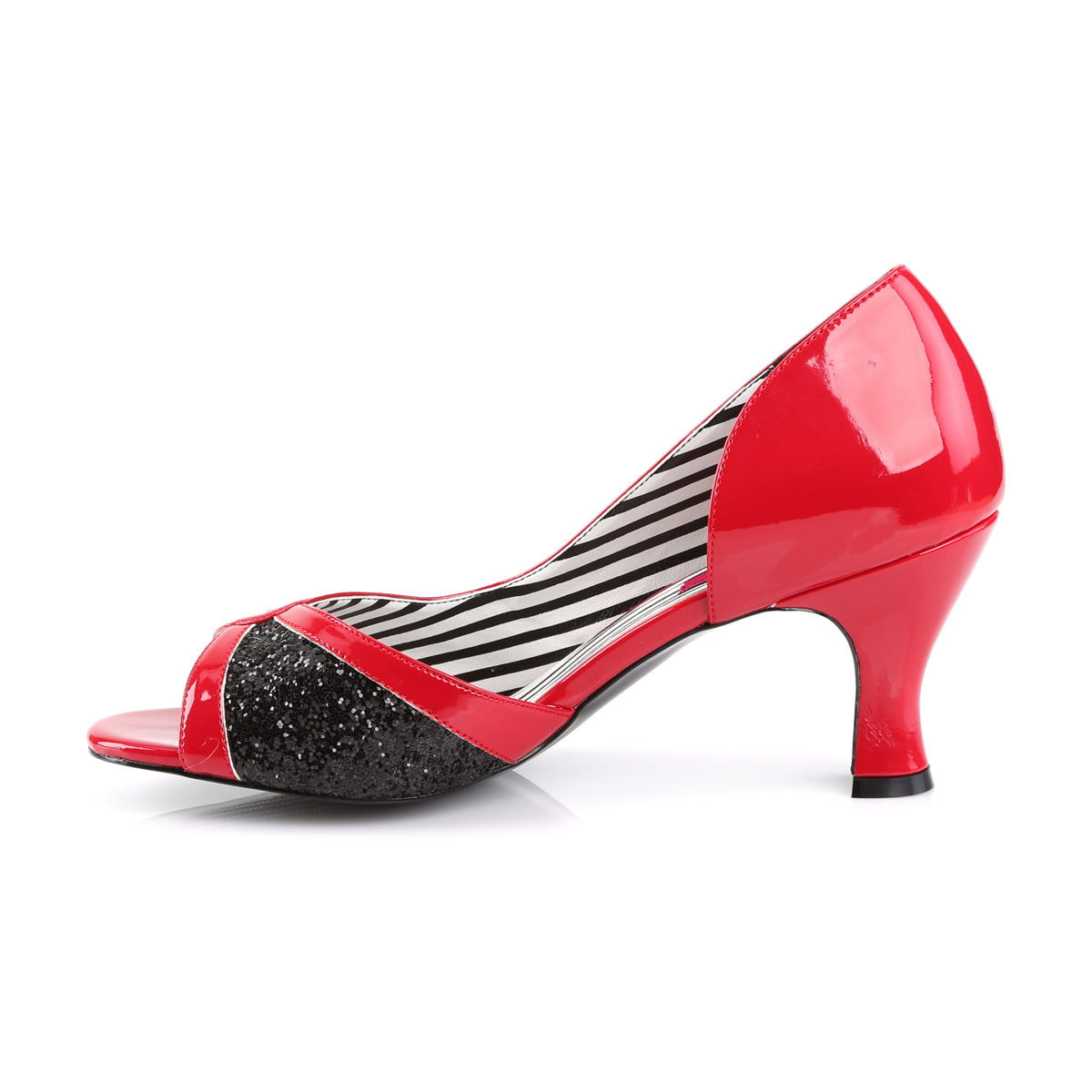 Pleaser Pink Label Bombas para mujer JENNA-03 Red Pat-Blk Brillo