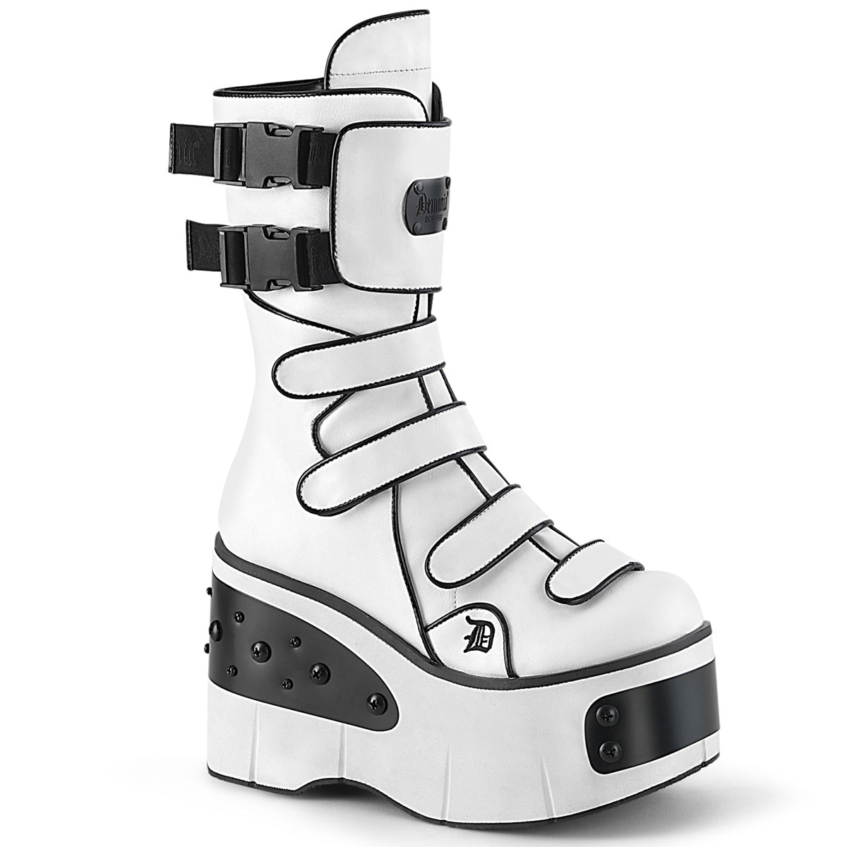 DemoniaCult Botas KERA-108 WHT cuero vegano