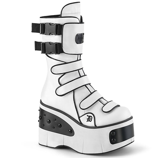DemoniaCult  Botas KERA-108 WHT cuero vegano