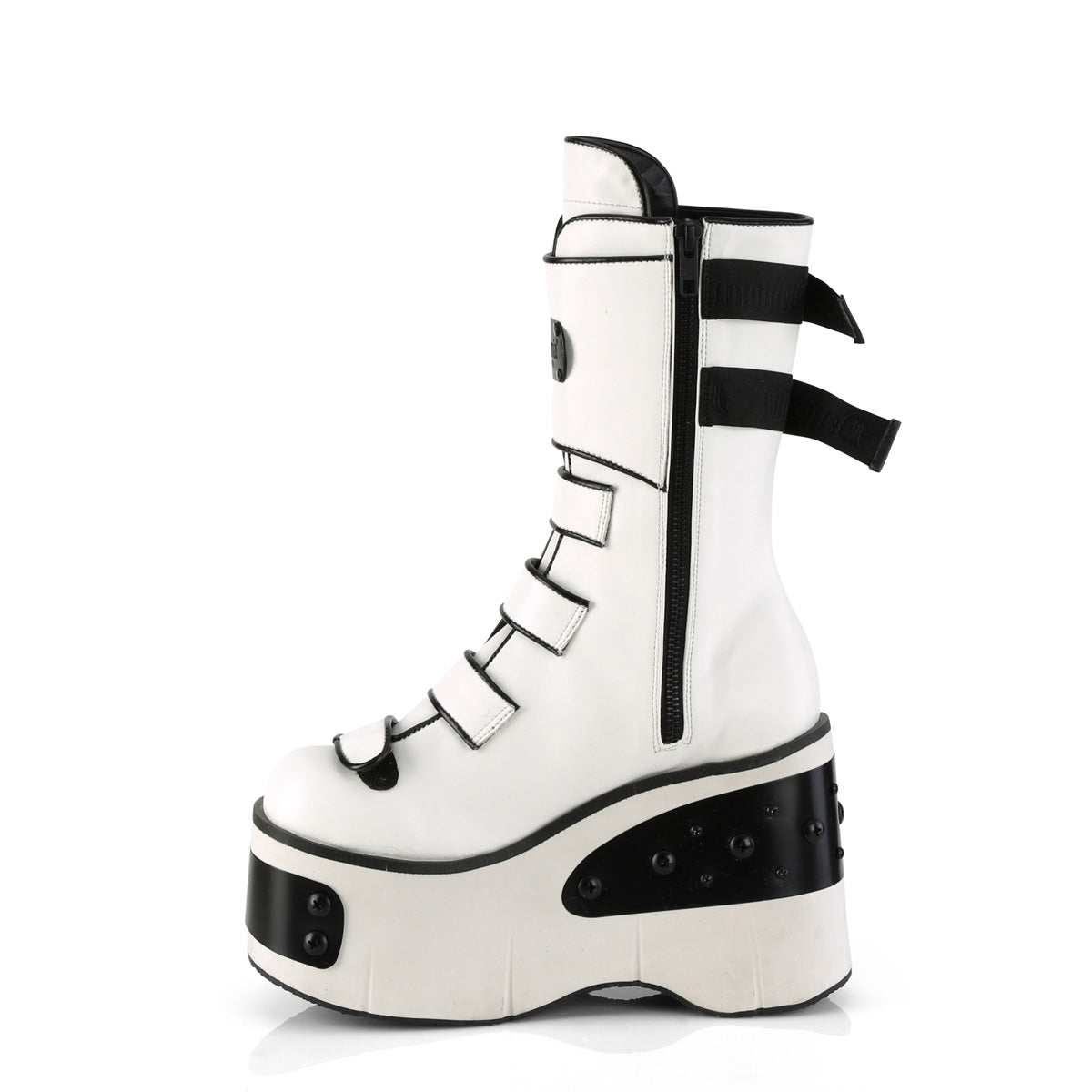 DemoniaCult Botas KERA-108 WHT cuero vegano
