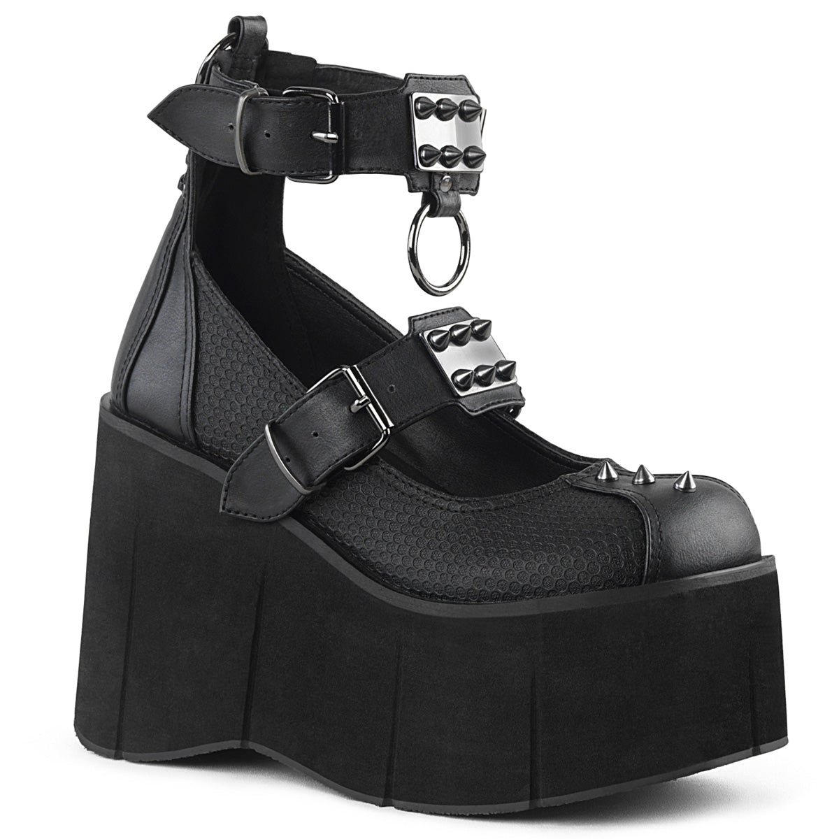 DemoniaCult Bombas de mujer KERA-12 BLK de cuero vegano