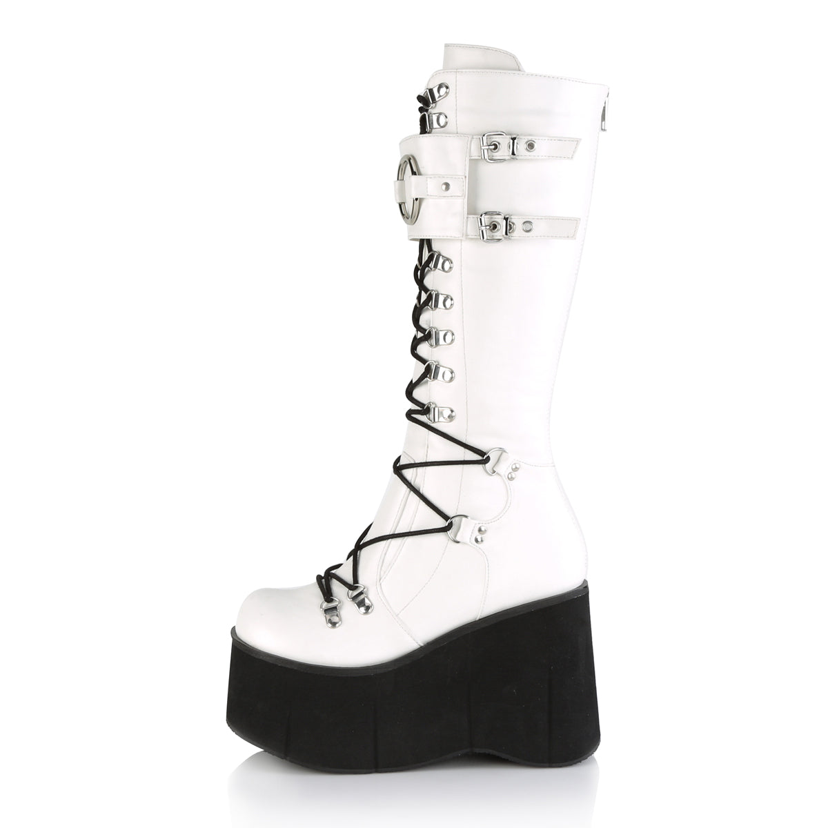 DemoniaCult Botas de mujer KERA-200 WHT cuero vegano