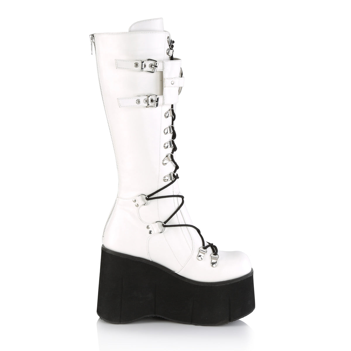 DemoniaCult Botas de mujer KERA-200 WHT cuero vegano