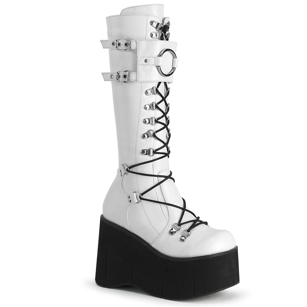DemoniaCult Botas de mujer KERA-200 WHT cuero vegano