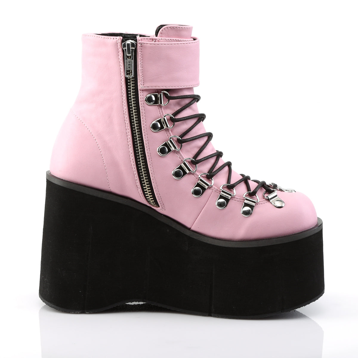DemoniaCult Botas de tobillo para mujeres KERA-21 B. cuero vegano rosa