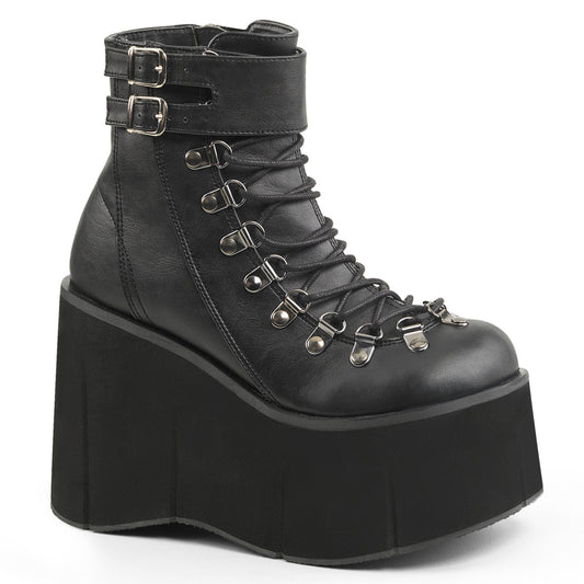 DemoniaCult Botas de tobillo para mujeres KERA-21 BLK de cuero vegano