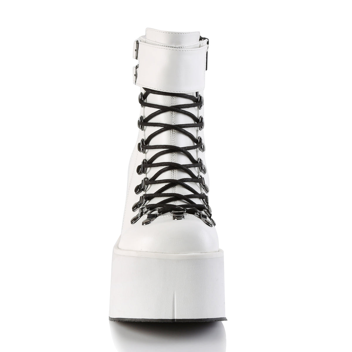 DemoniaCult Botas de tobillo para mujeres KERA-21 Wht Leather Vegan