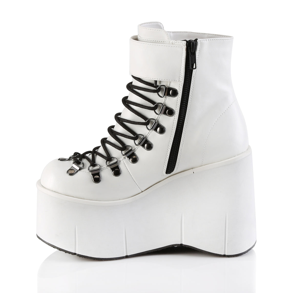 DemoniaCult Botas de tobillo para mujeres KERA-21 Wht Leather Vegan
