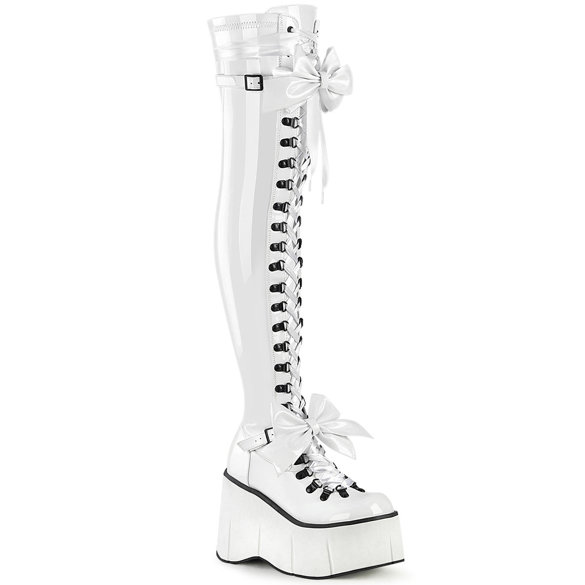DemoniaCult Botas KERA-303 WHT Patente de estiramiento