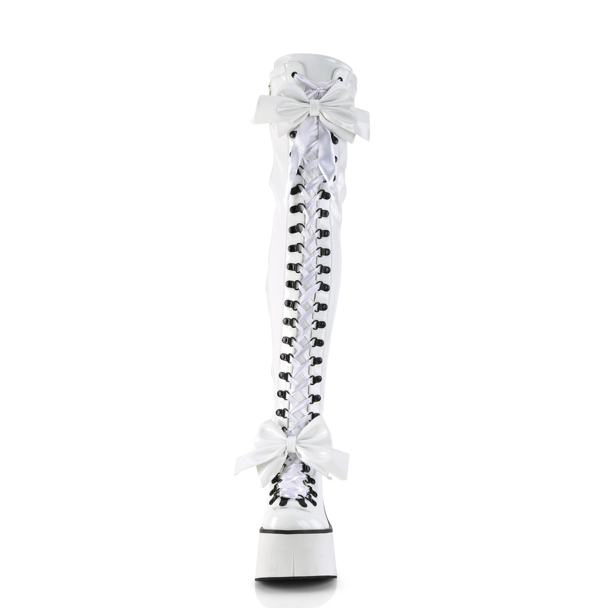 DemoniaCult Botas KERA-303 WHT Patente de estiramiento