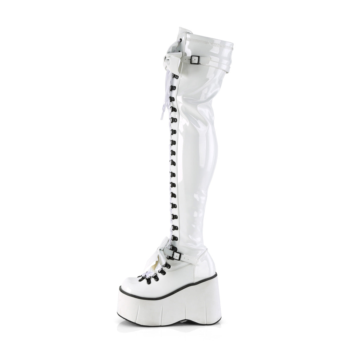 DemoniaCult Botas KERA-303 WHT Patente de estiramiento