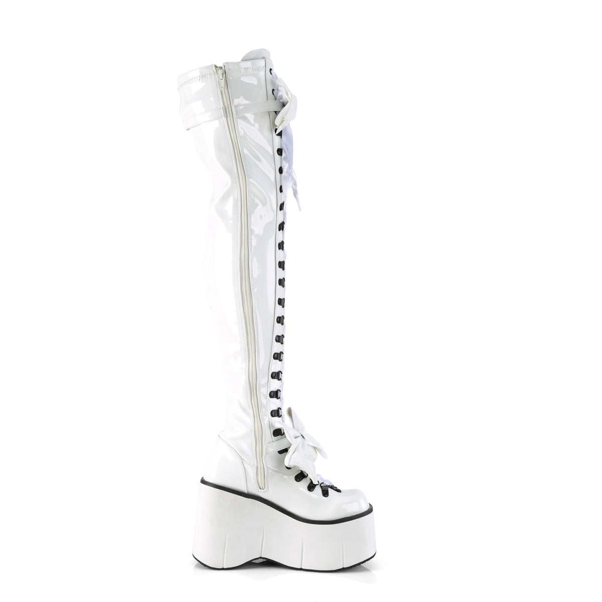 DemoniaCult Botas KERA-303 WHT Patente de estiramiento