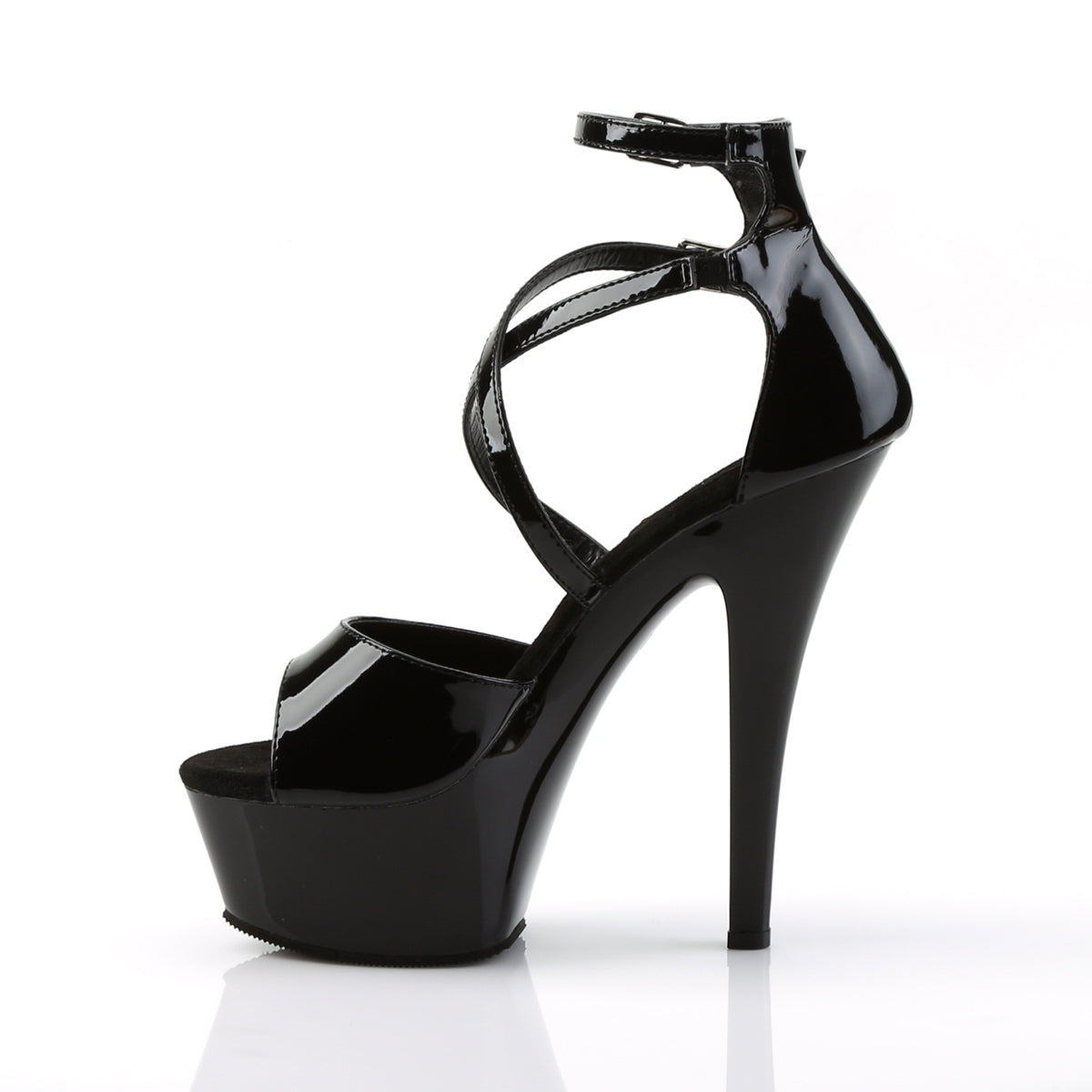 Pleaser Sandalias para mujer KISS-254 BLK PAT / BLK