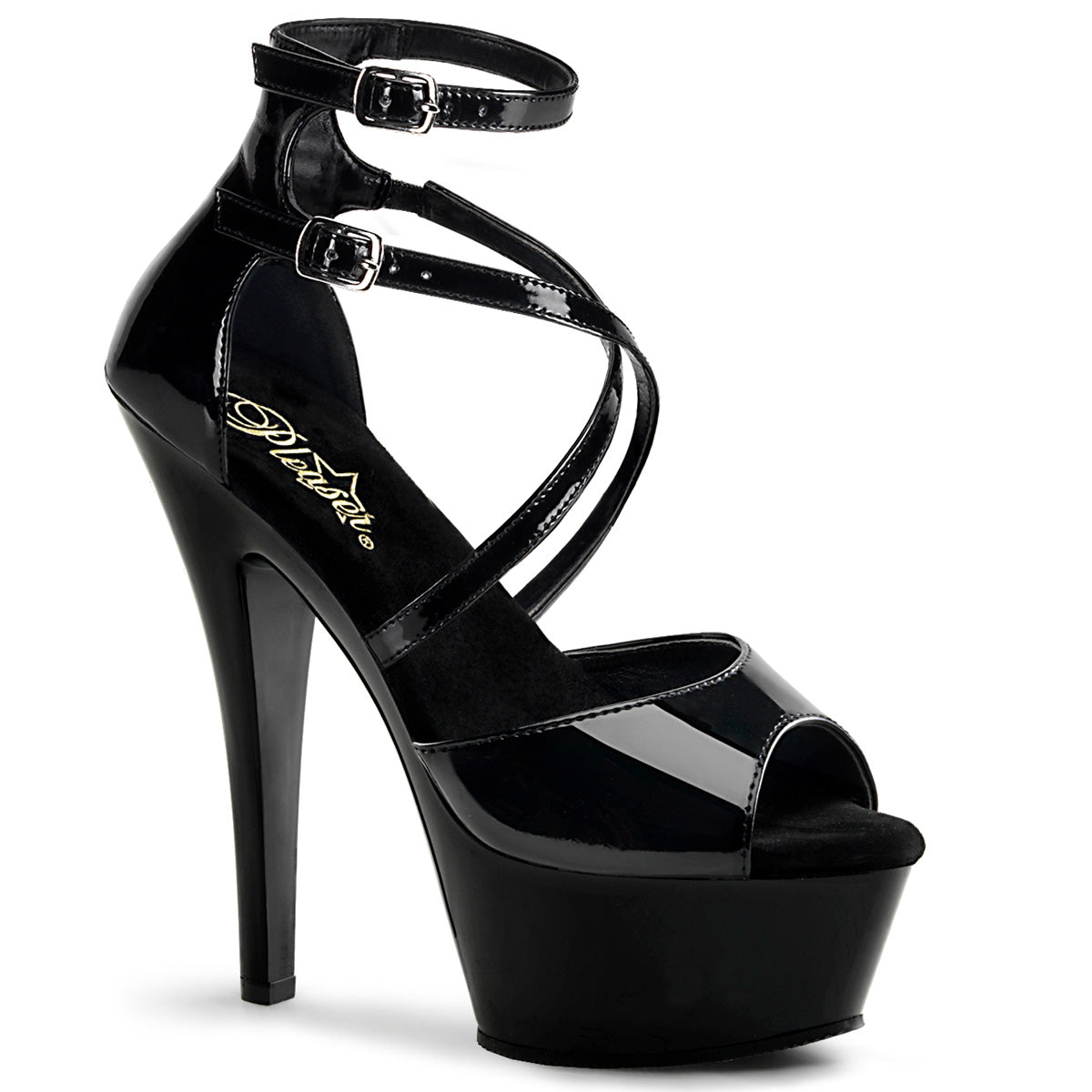 Pleaser Sandalias para mujer KISS-254 BLK PAT / BLK