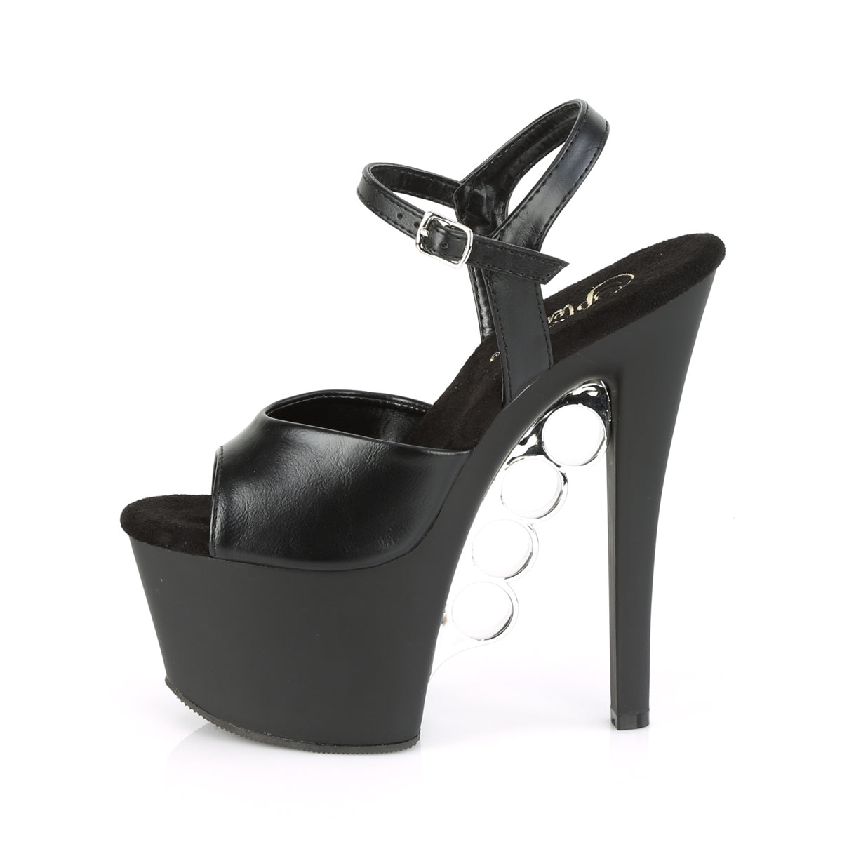 Pleaser Sandalias para mujer KNUCKS-709 BLK Faux Cuero / Blk Mate